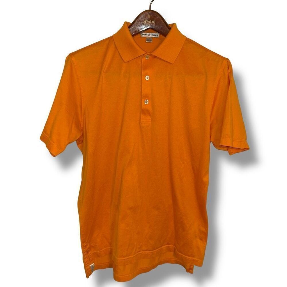 Peter Millar University Orange Mercerized Corton Golf Polo Shirt S